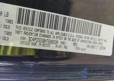 2017 Dodge Journey Gt Awd from USA, damaged, VIN 3C4PDDEG8HT696539